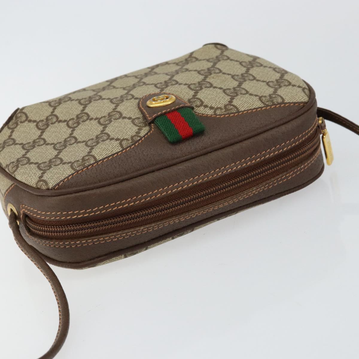 GUCCI GG Supreme Web Sherry Line Bag PVC Beige Gold 89 02 066 Auth 145875