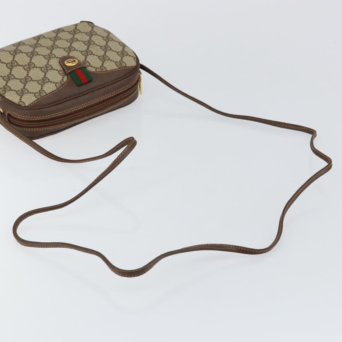 GUCCI GG Supreme Web Sherry Line Bag PVC Beige Gold 89 02 066 Auth 145875