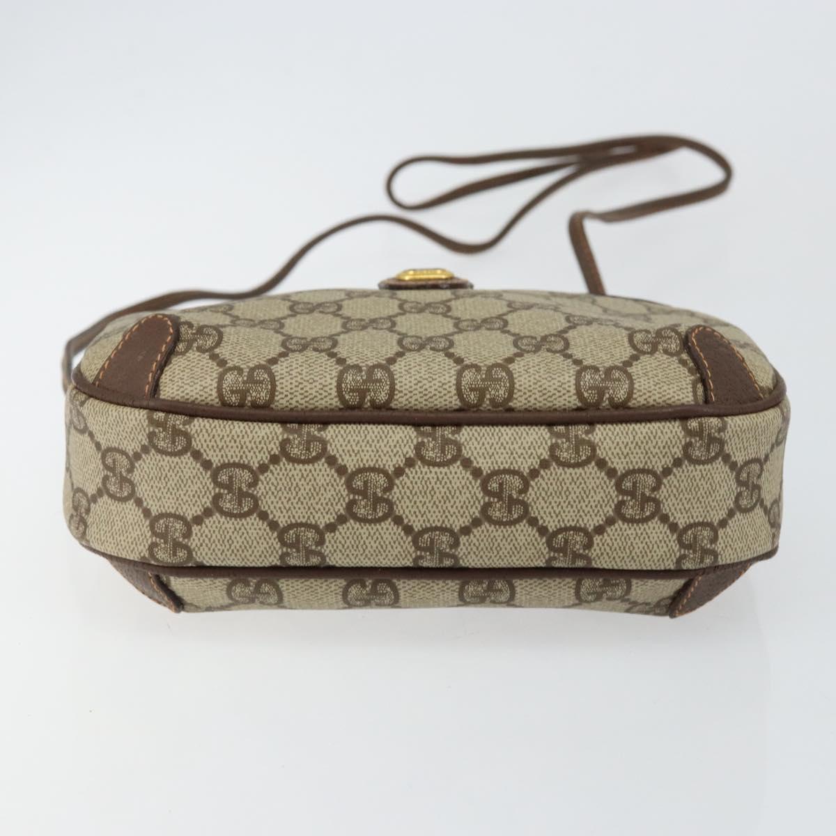 GUCCI GG Supreme Web Sherry Line Bag PVC Beige Gold 89 02 066 Auth 145875