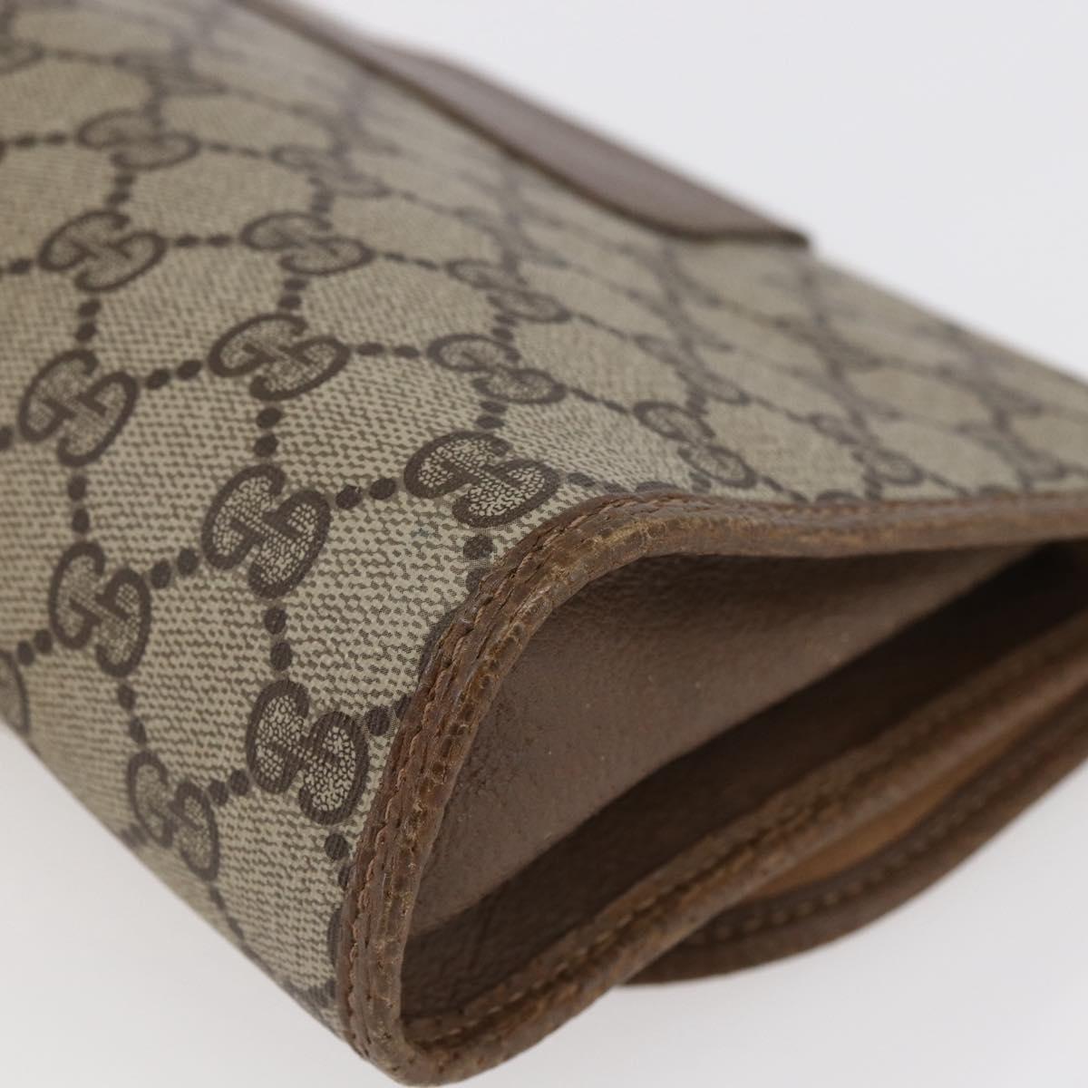 GUCCI GG Supreme Web Sherry Line Clutch Bag PVC Beige Red 89 01 030 Auth 145877