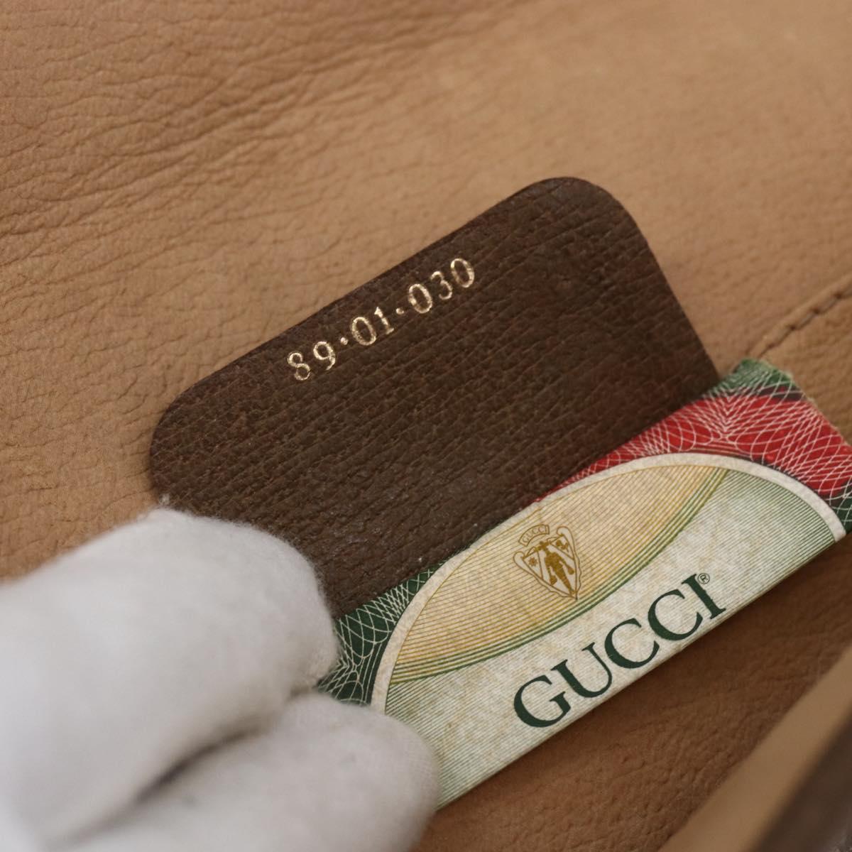 GUCCI GG Supreme Web Sherry Line Clutch Bag PVC Beige Red 89 01 030 Auth 145877