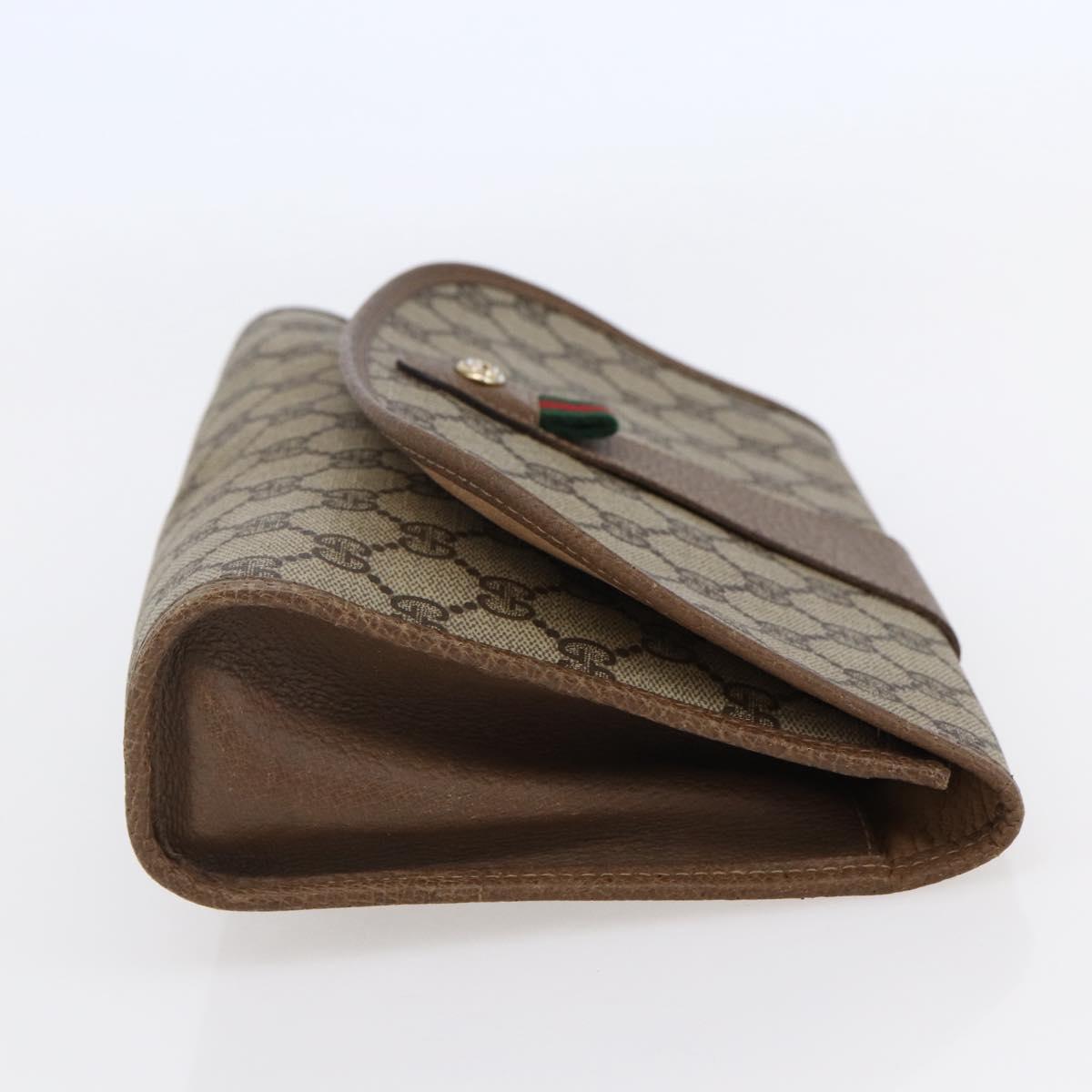 GUCCI GG Supreme Web Sherry Line Clutch Bag PVC Beige Red 89 01 030 Auth 145877