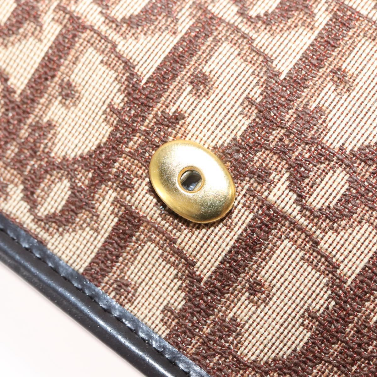 Christian Dior Trotter Canvas Chain Shoulder Bag Brown Gold Auth 145878