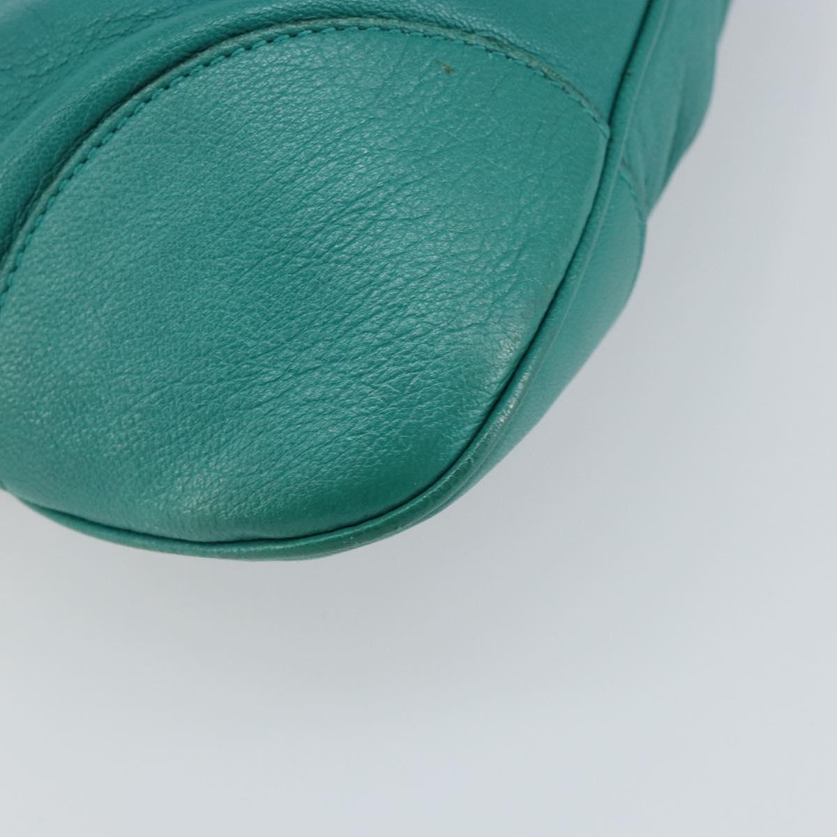 Salvatore Ferragamo Gancini Shoulder Bag Leather Green Silver Auth 145879