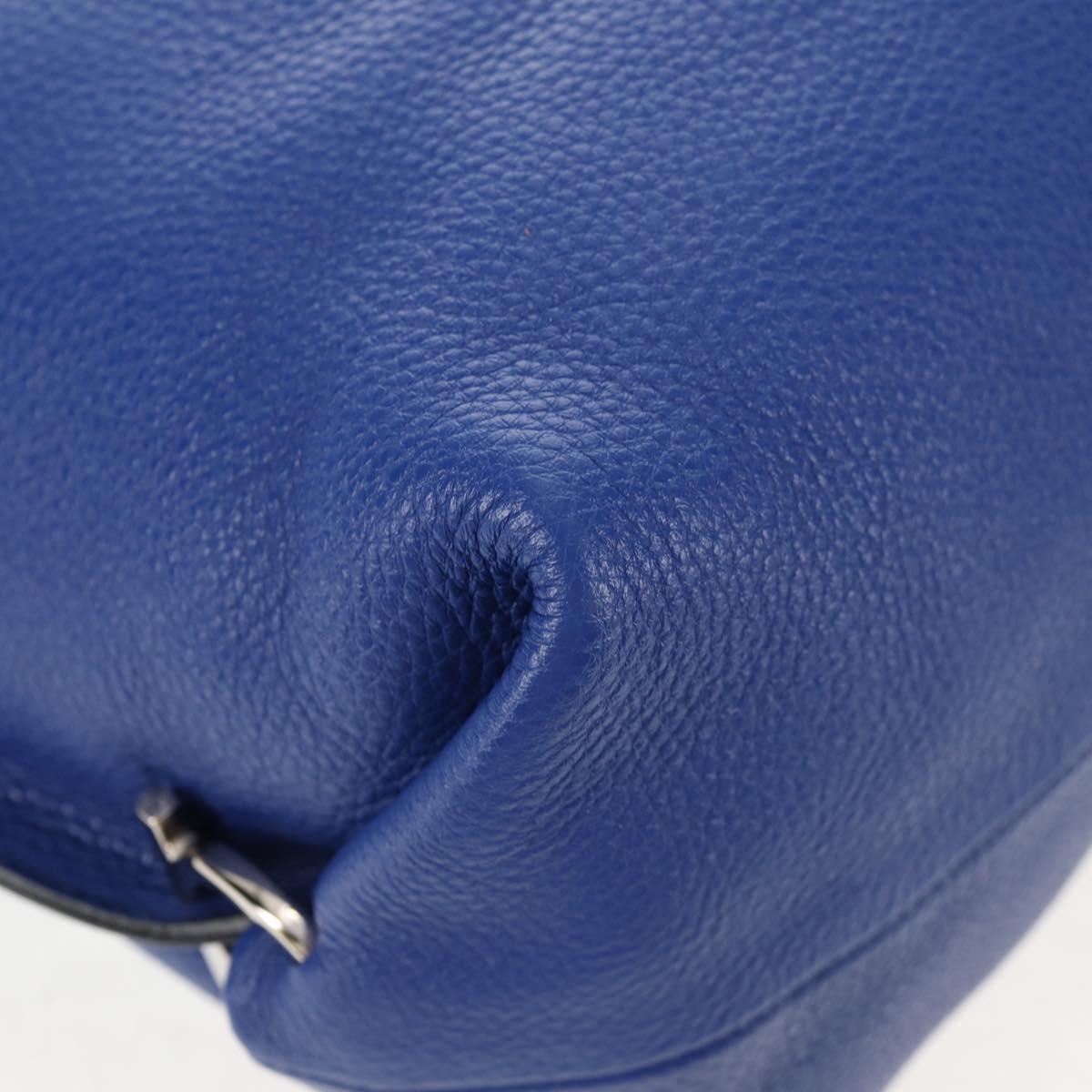 Salvatore Ferragamo Gancini Shoulder Bag Leather Blue Silver Auth 145880V