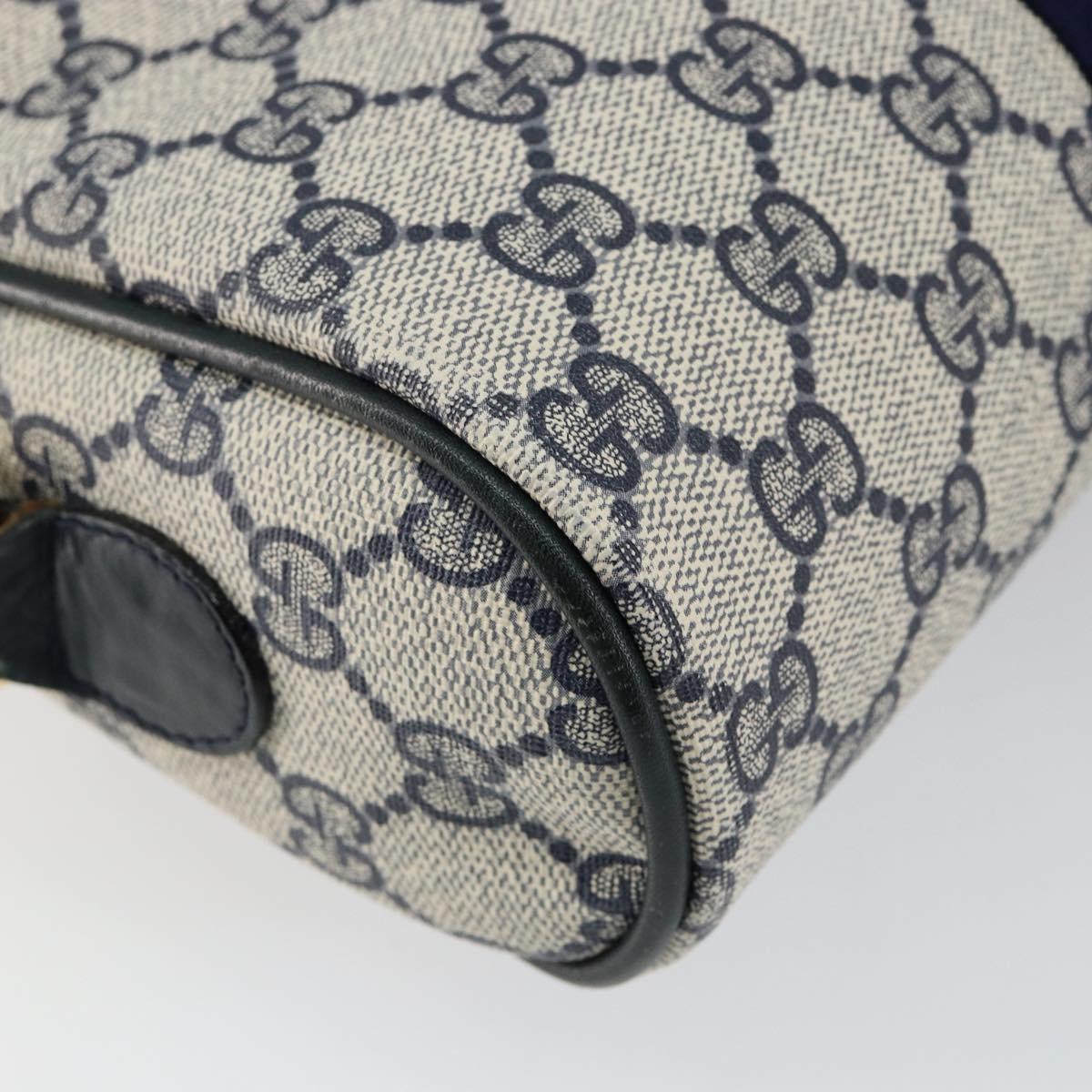 GUCCI GG Supreme Sherry Line Shoulder Bag PVC Navy Gold 010 378 Auth 145881