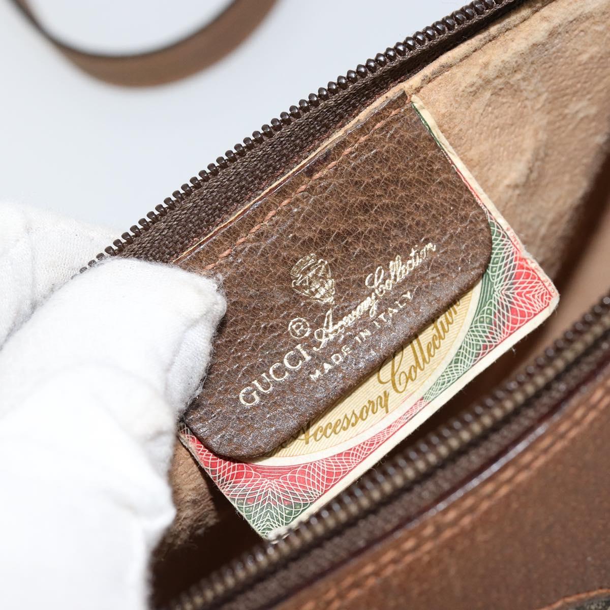 GUCCI GG Supreme Web Sherry Line Bag PVC Beige Gold 89 02 018 Auth 145882