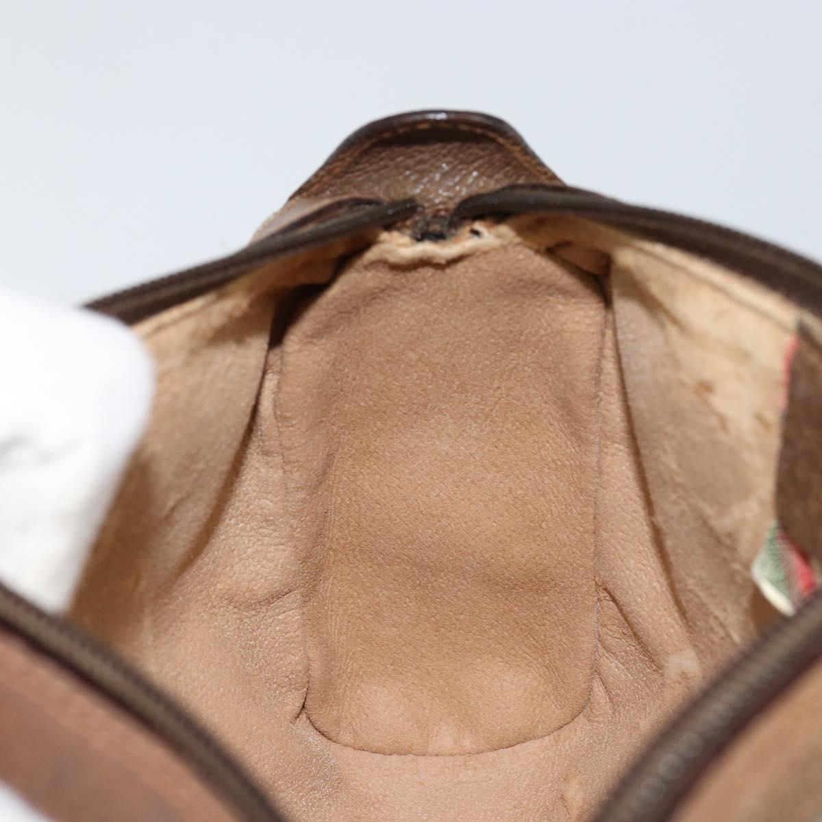 GUCCI GG Supreme Web Sherry Line Bag PVC Beige Gold 89 02 018 Auth 145882