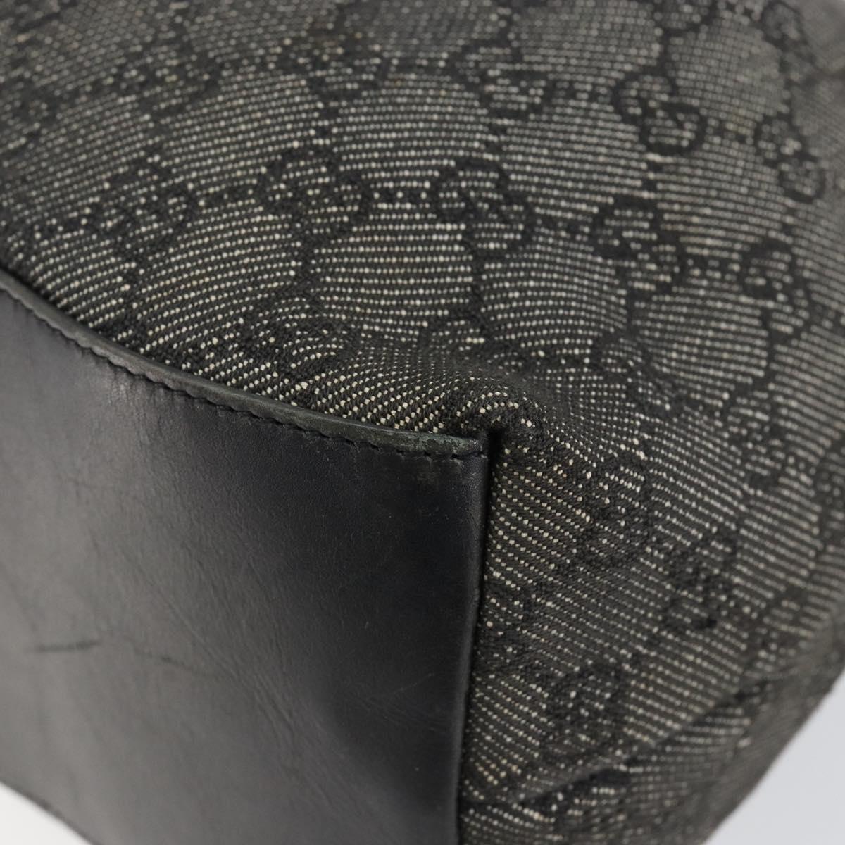 GUCCI Bamboo GG Canvas Shoulder Bag Black Gold 92708 Auth 145883