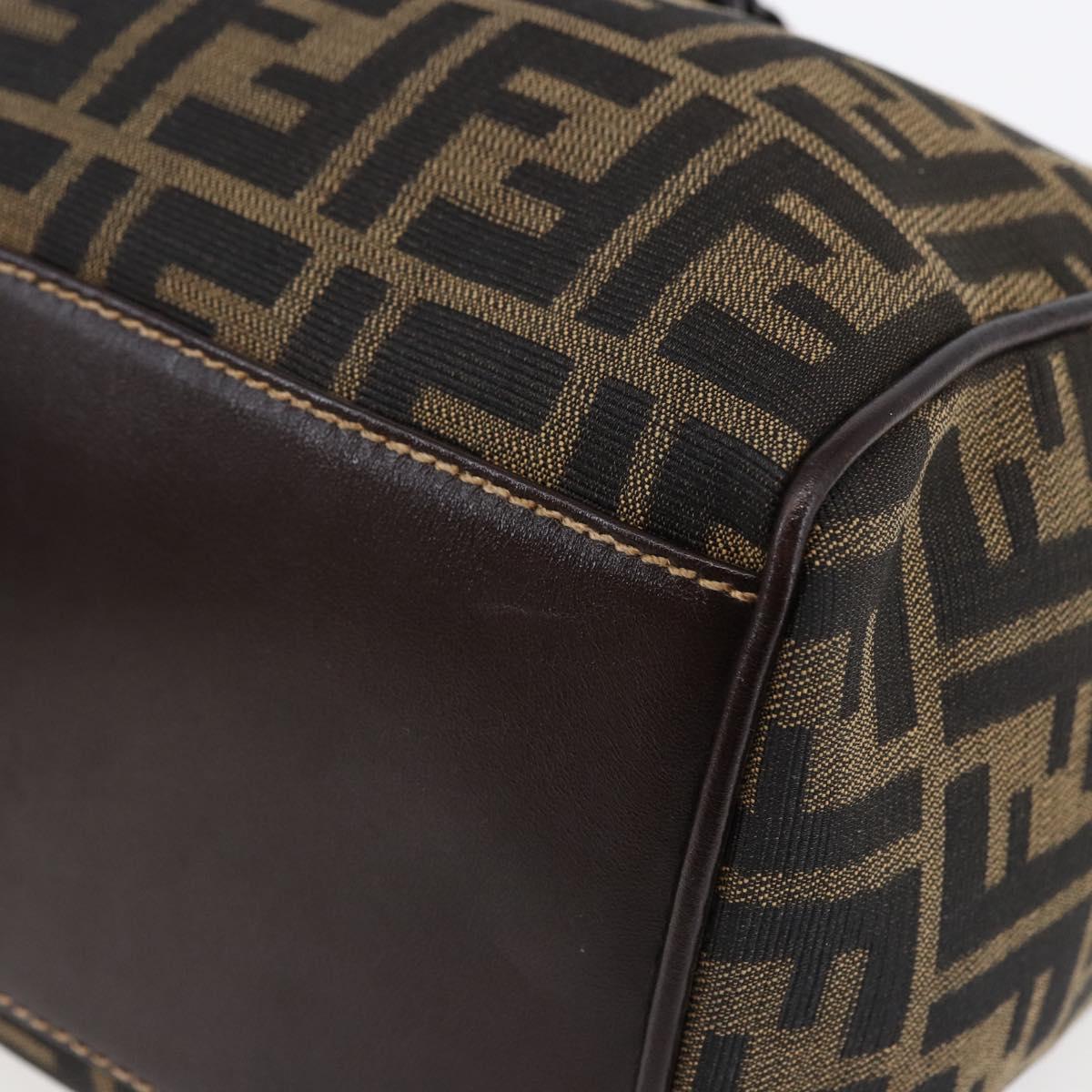 FENDI Zucca Canvas Mamma Baguette Shoulder Bag Black Brown gold Auth 145884V