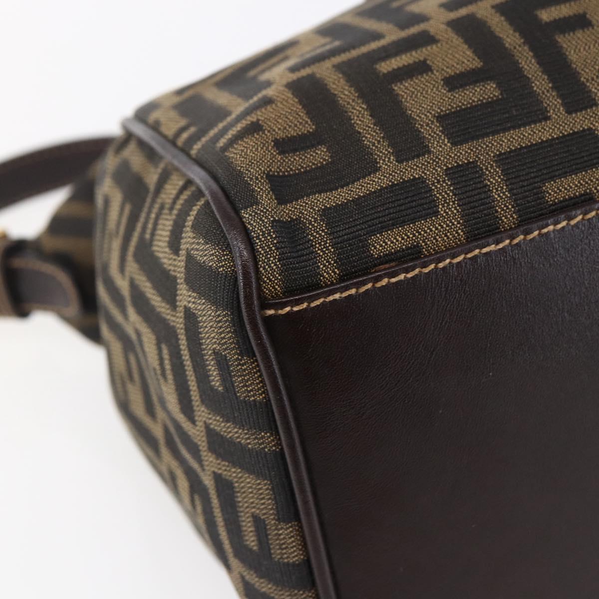 FENDI Zucca Canvas Mamma Baguette Shoulder Bag Black Brown gold Auth 145884V