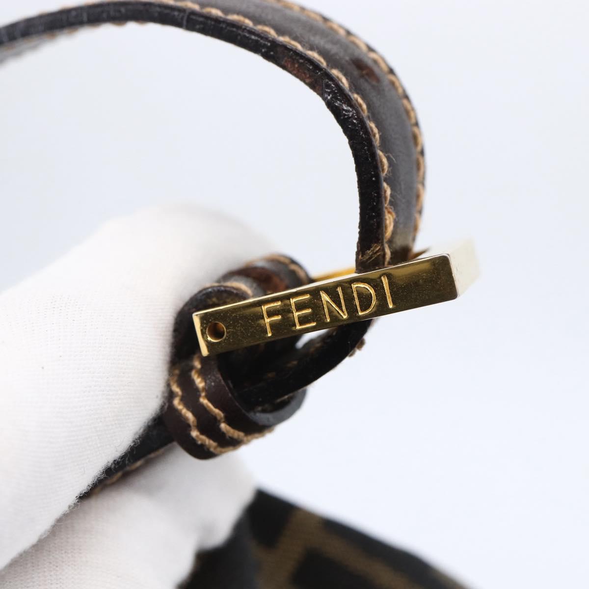FENDI Zucca Canvas Mamma Baguette Shoulder Bag Black Brown gold Auth 145884V