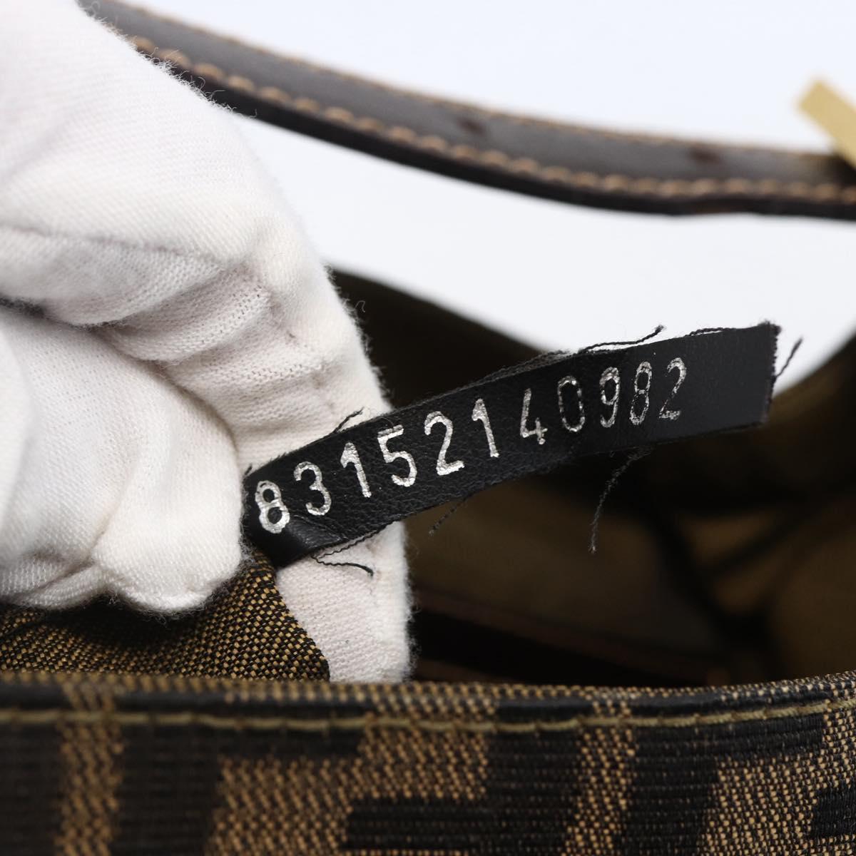 FENDI Zucca Canvas Mamma Baguette Shoulder Bag Black Brown gold Auth 145884V