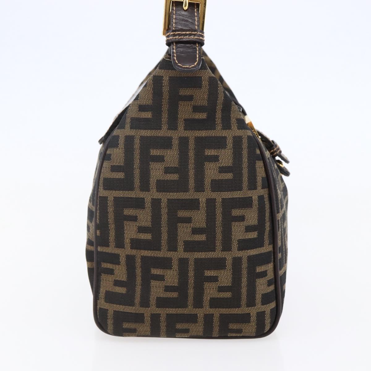 FENDI Zucca Canvas Mamma Baguette Shoulder Bag Black Brown gold Auth 145884V