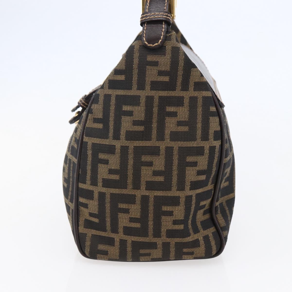 FENDI Zucca Canvas Mamma Baguette Shoulder Bag Black Brown gold Auth 145884V