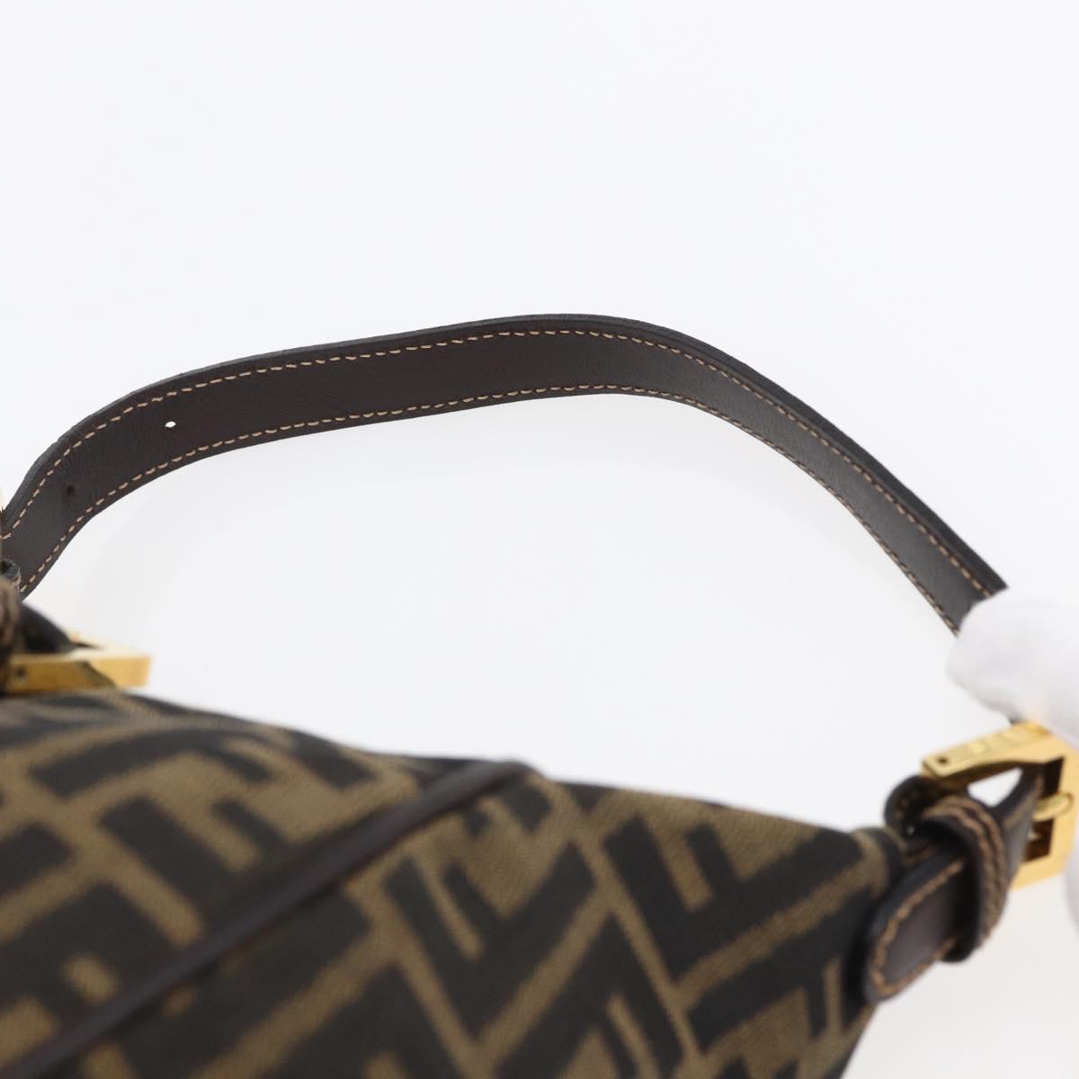 FENDI Zucca Canvas Mamma Baguette Shoulder Bag Black Brown gold Auth 145884V