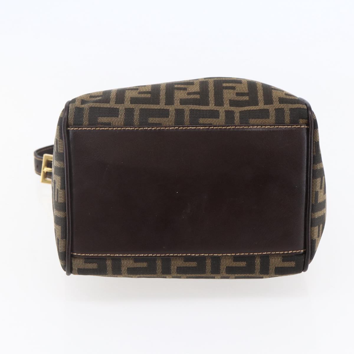 FENDI Zucca Canvas Mamma Baguette Shoulder Bag Black Brown gold Auth 145884V