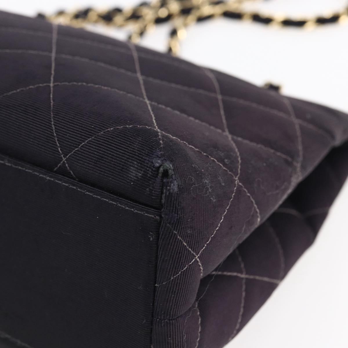 CHANEL Matelasse Chain Shoulder Bag Nylon Black Gold CC Auth 145886