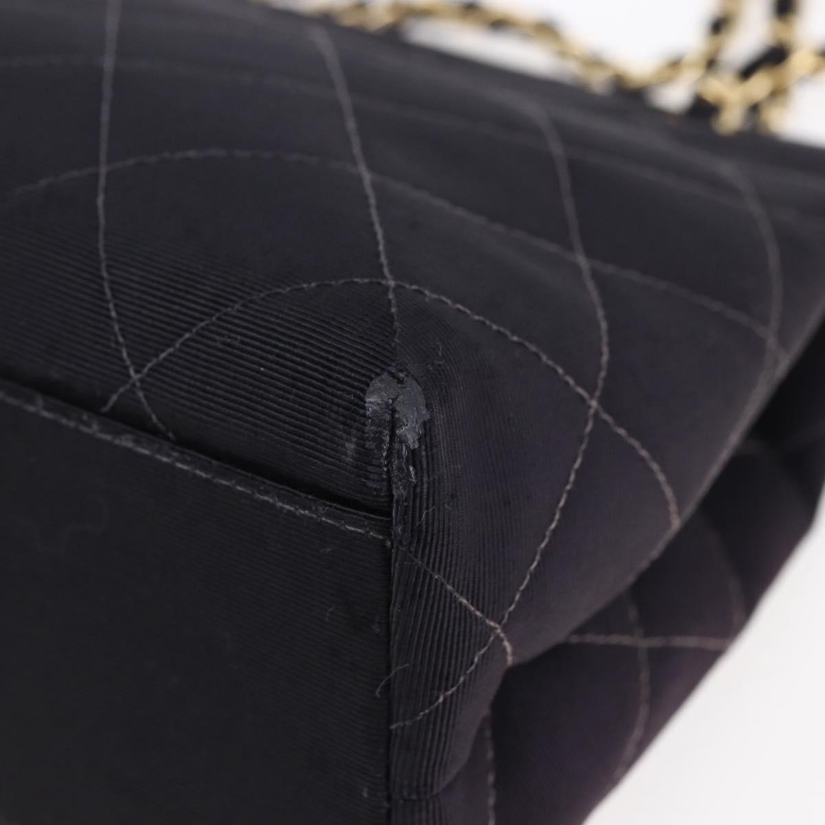 CHANEL Matelasse Chain Shoulder Bag Nylon Black Gold CC Auth 145886