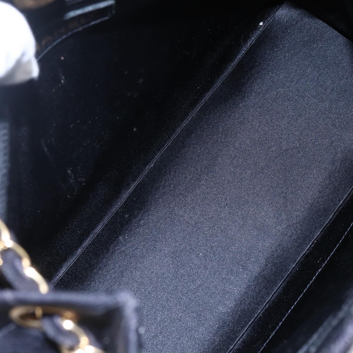 CHANEL Matelasse Chain Shoulder Bag Nylon Black Gold CC Auth 145886