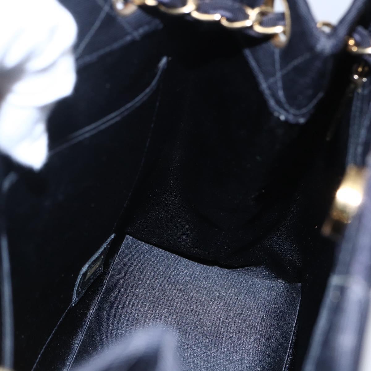CHANEL Matelasse Chain Shoulder Bag Nylon Black Gold CC Auth 145886