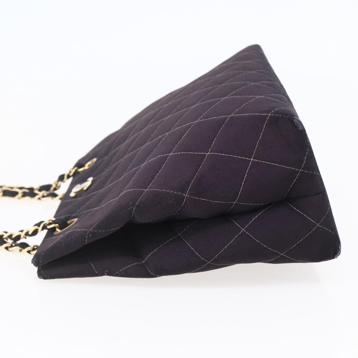 CHANEL Matelasse Chain Shoulder Bag Nylon Black Gold CC Auth 145886