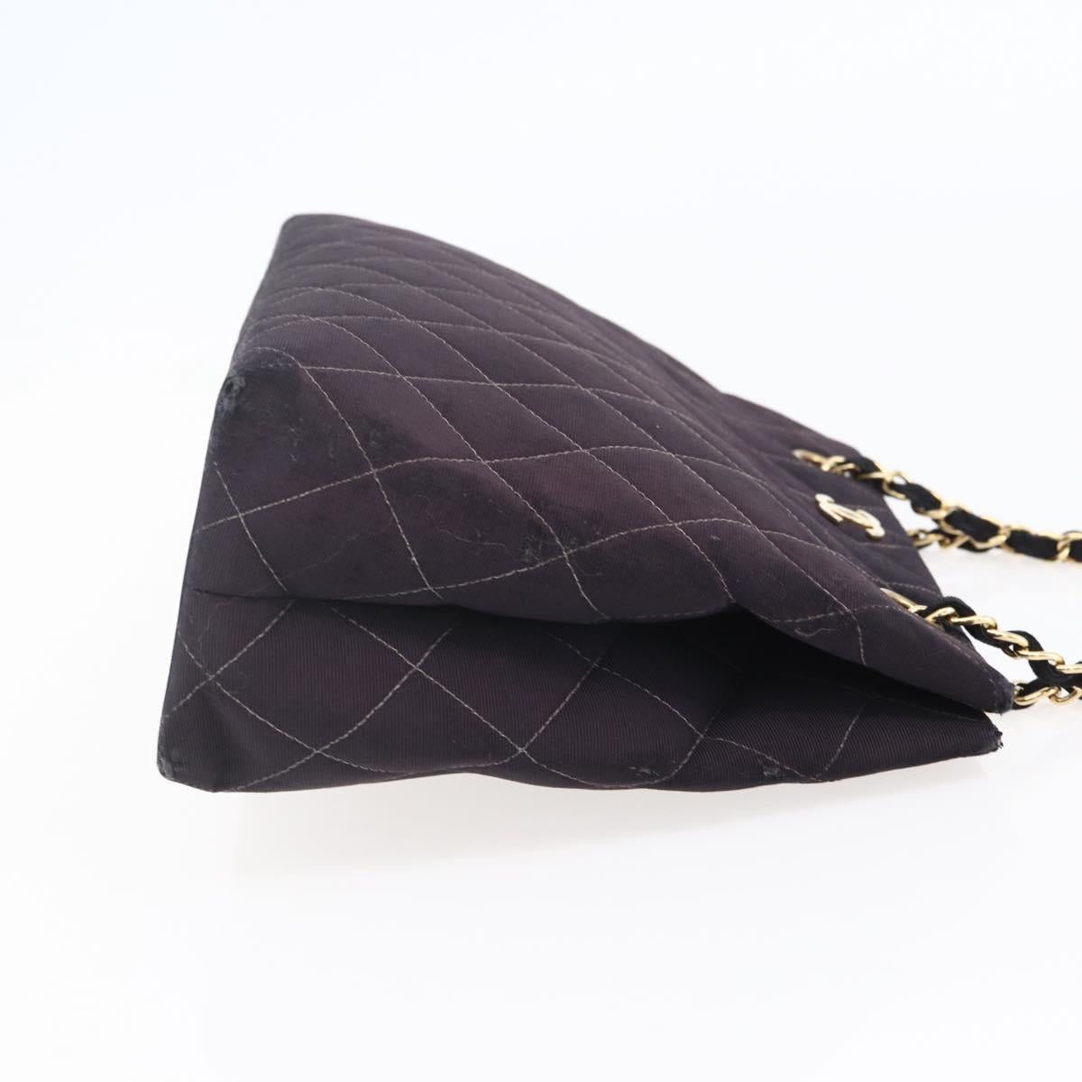 CHANEL Matelasse Chain Shoulder Bag Nylon Black Gold CC Auth 145886