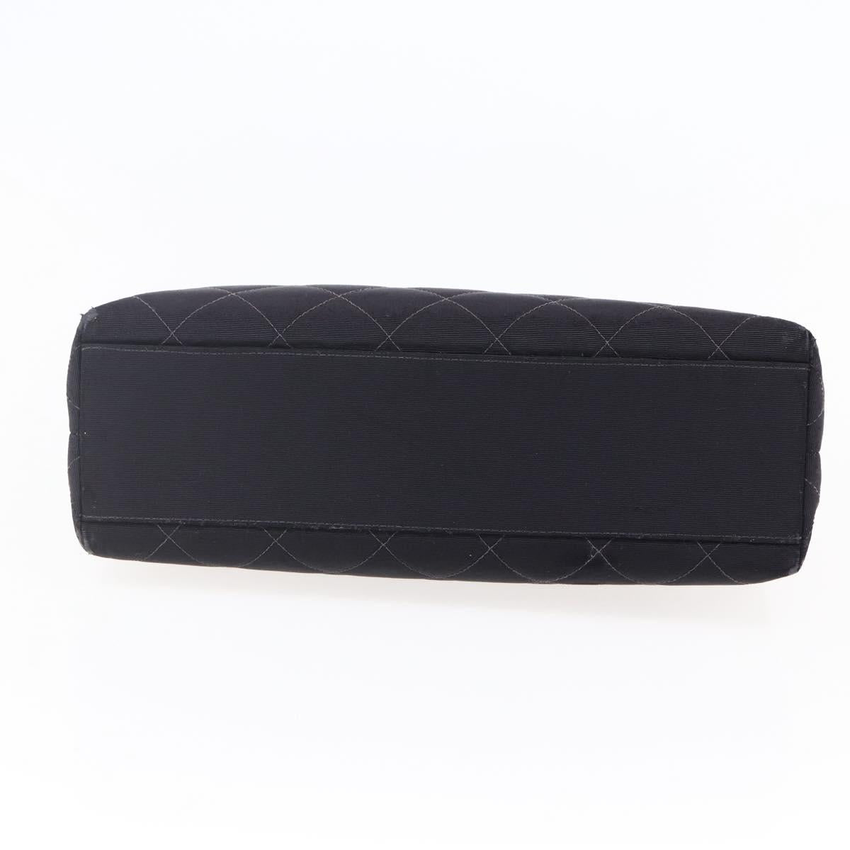 CHANEL Matelasse Chain Shoulder Bag Nylon Black Gold CC Auth 145886