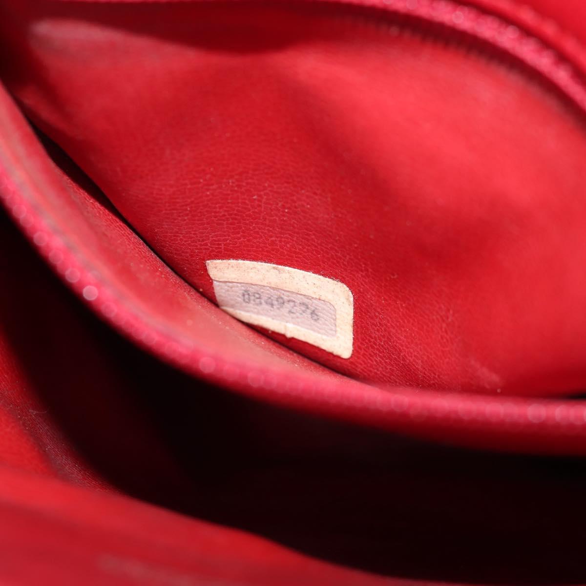 CHANEL Matelasse Chain Shoulder Bag Lamb Skin Red Gold CC Auth 145887A