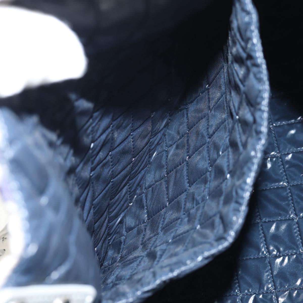 CHANEL COCO Mark Tote Bag Nylon Navy Gray CC Auth 145888A