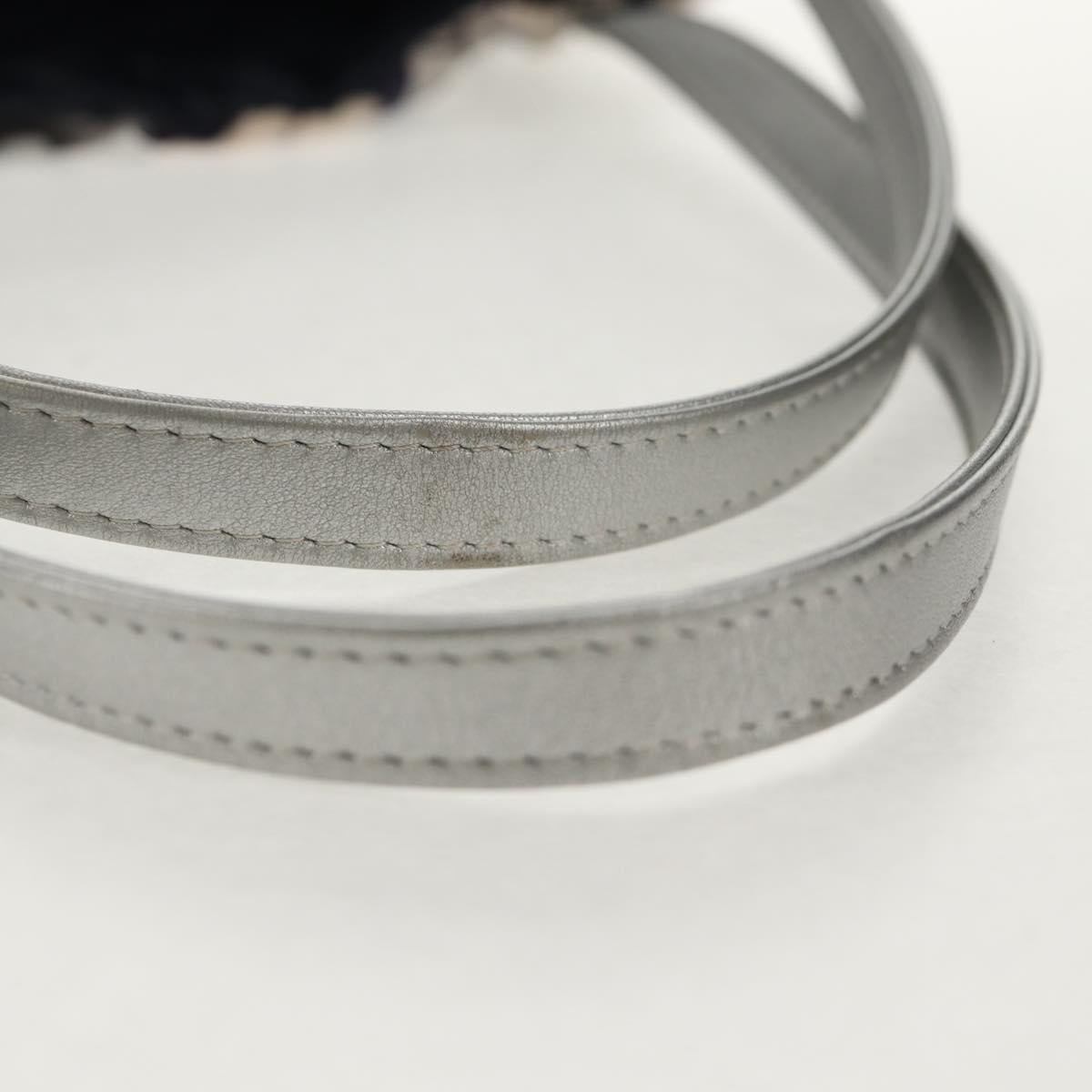 CHANEL COCO Mark Tote Bag Nylon Navy Gray CC Auth 145888A