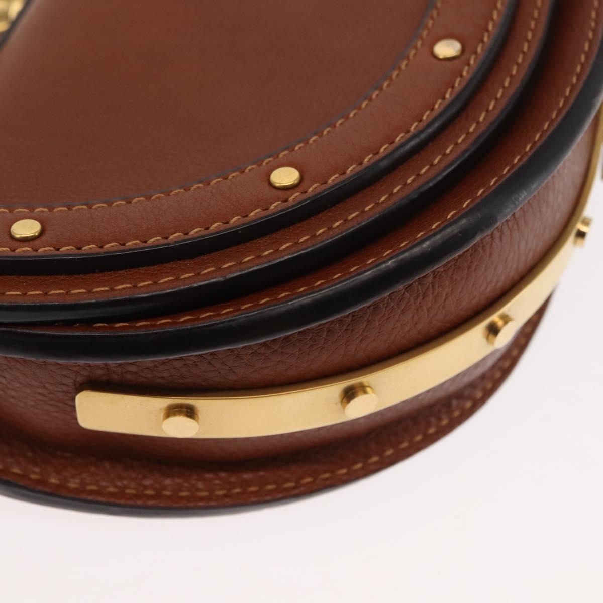 Chloe Nile Hand Bag Leather 2way Brown Gold Auth 145889