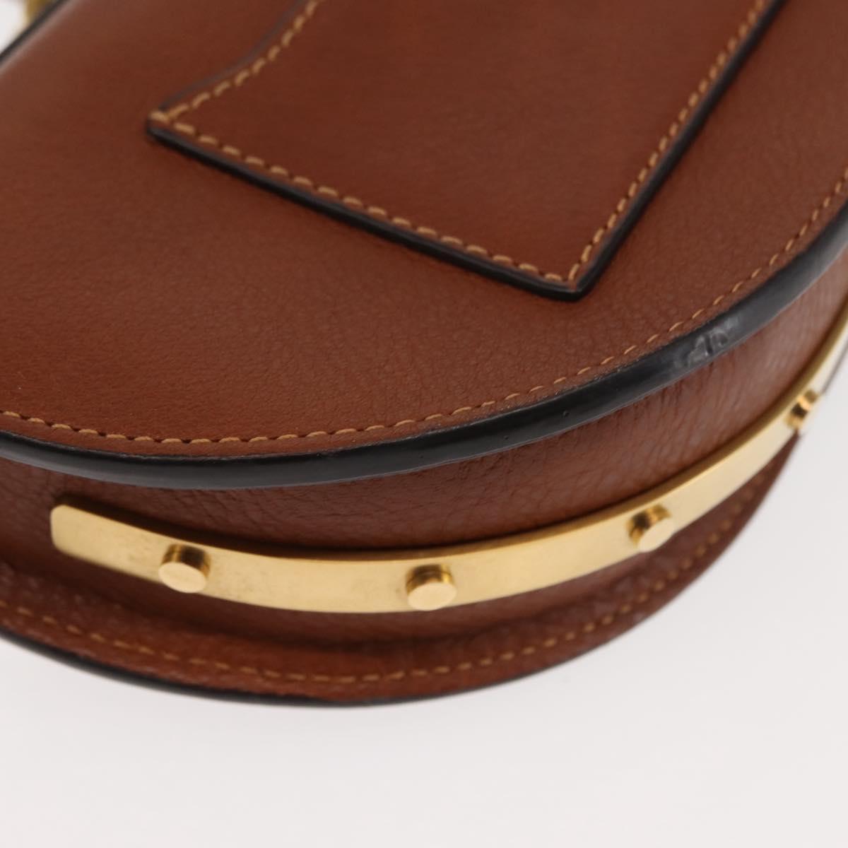 Chloe Nile Hand Bag Leather 2way Brown Gold Auth 145889