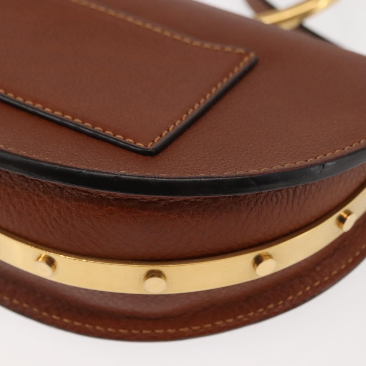 Chloe Nile Hand Bag Leather 2way Brown Gold Auth 145889