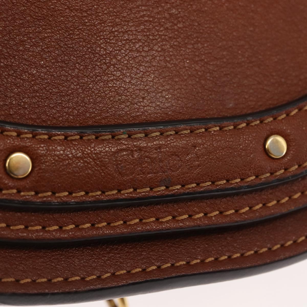 Chloe Nile Hand Bag Leather 2way Brown Gold Auth 145889