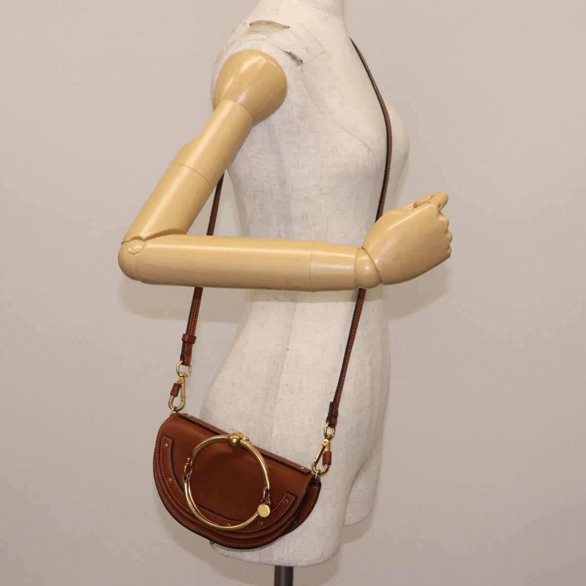Chloe Nile Hand Bag Leather 2way Brown Gold Auth 145889