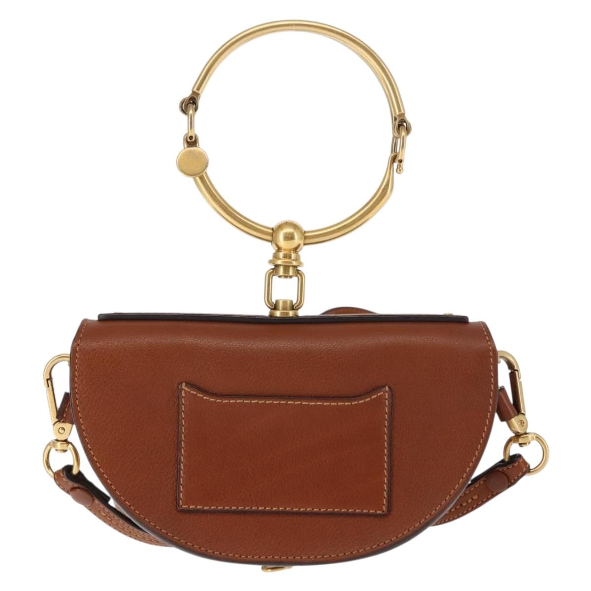 Chloe Nile Hand Bag Leather 2way Brown Gold Auth 145889