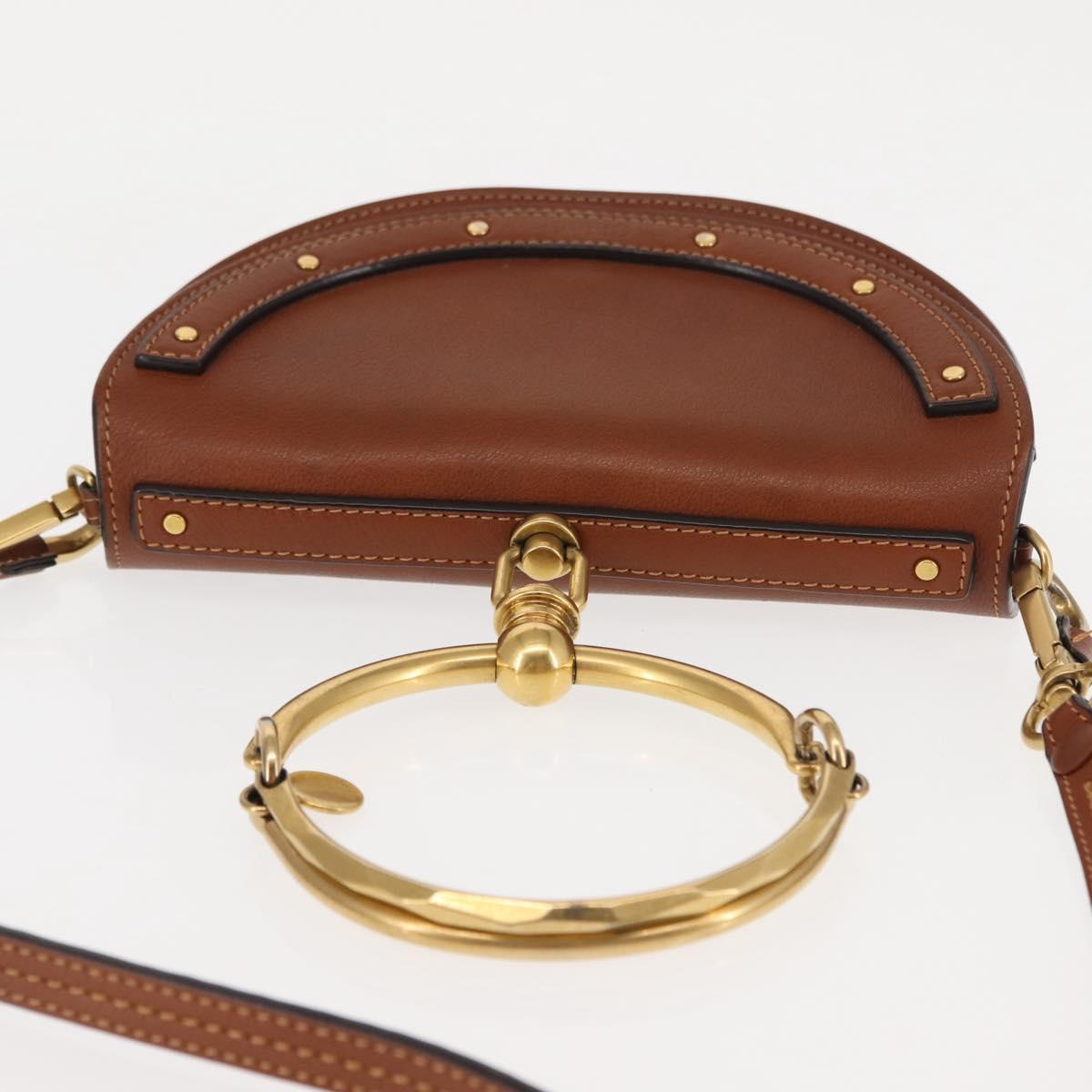 Chloe Nile Hand Bag Leather 2way Brown Gold Auth 145889