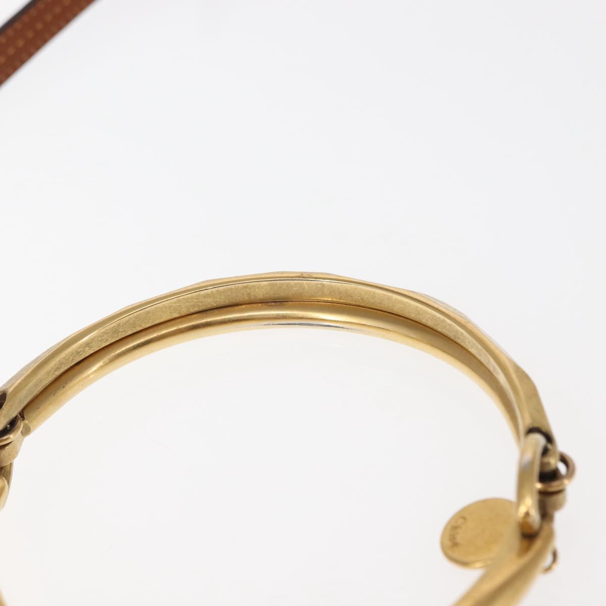 Chloe Nile Hand Bag Leather 2way Brown Gold Auth 145889