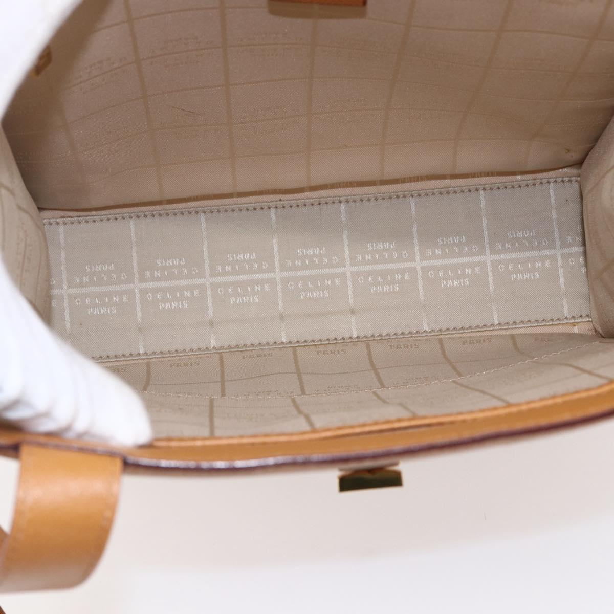 CELINE Shoulder Bag Leather Beige Gold Auth 145908