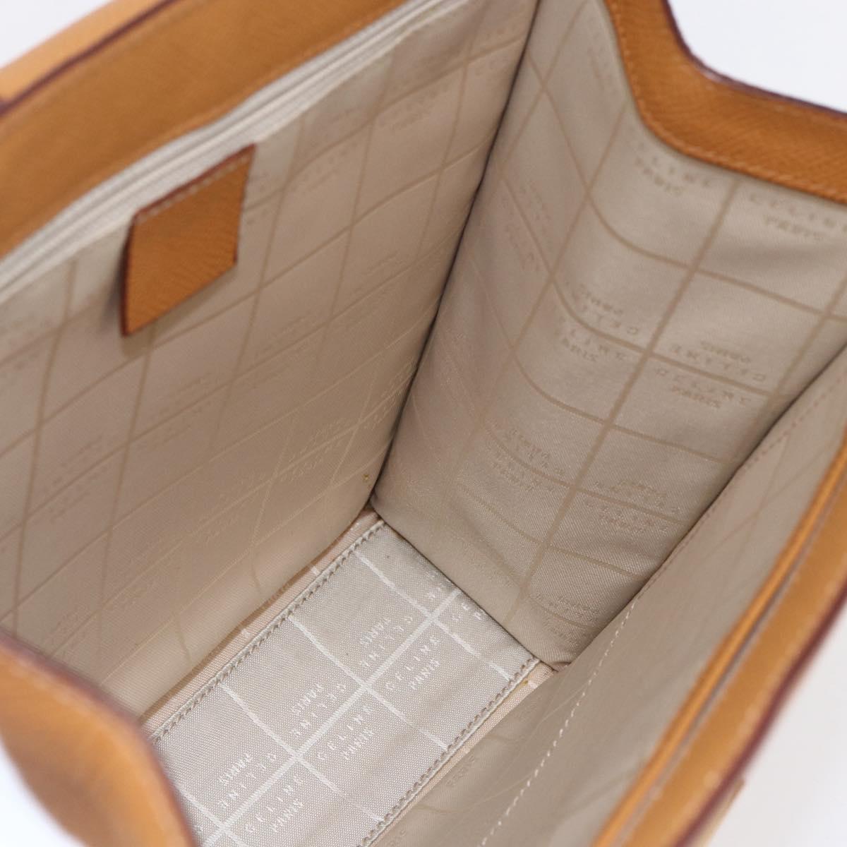 CELINE Shoulder Bag Leather Beige Gold Auth 145908