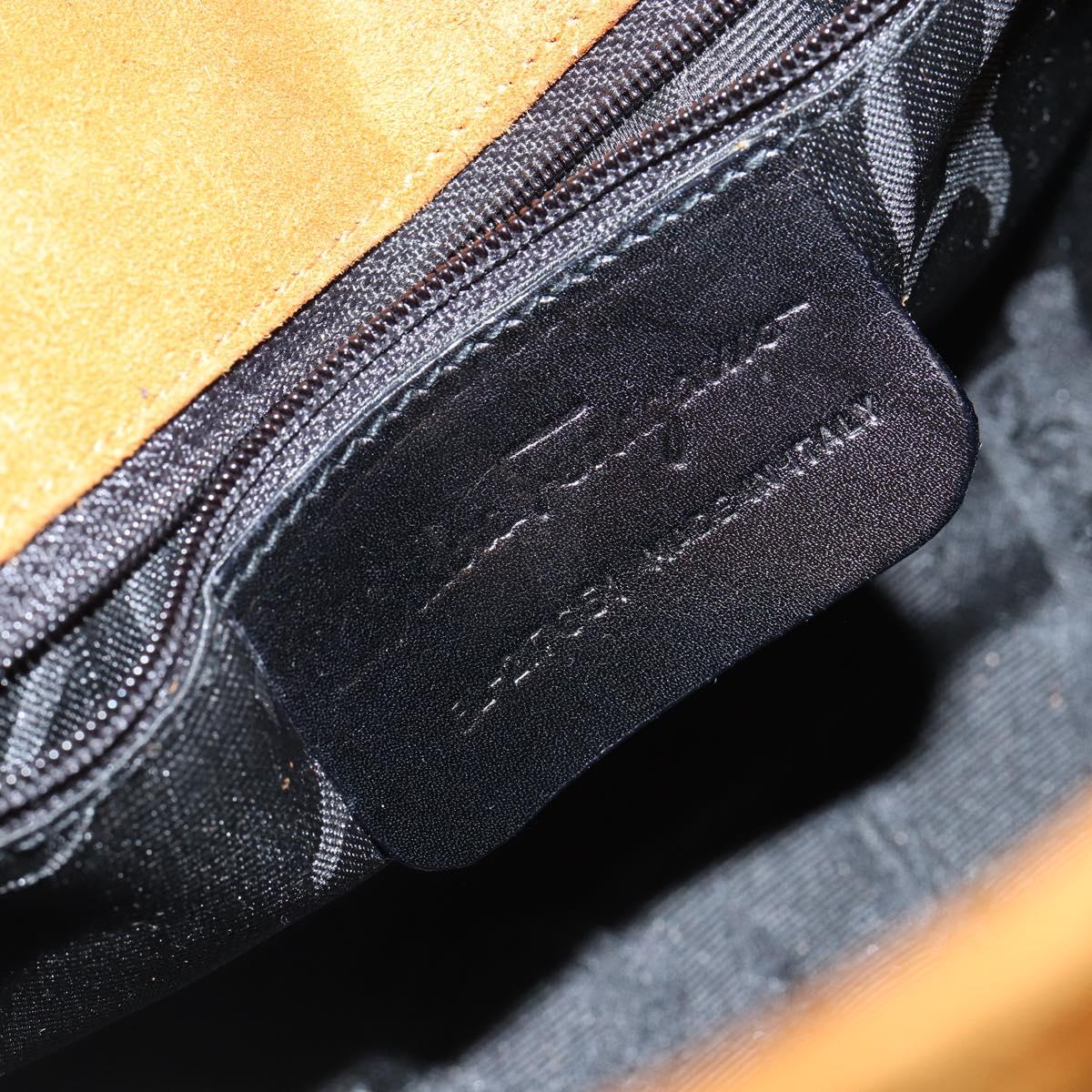 Salvatore Ferragamo Gancini Shoulder Bag Suede Beige Silver Auth 145909