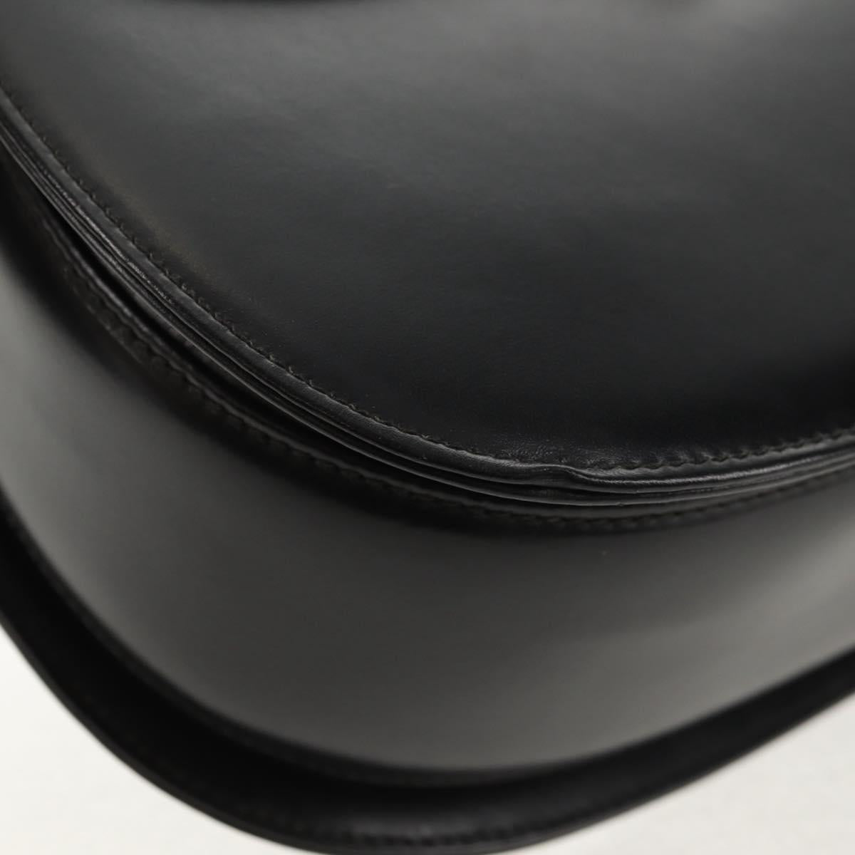 GUCCI Bamboo Hand Bag Leather 2way Black Gold 000 46 0063 Auth 145923A