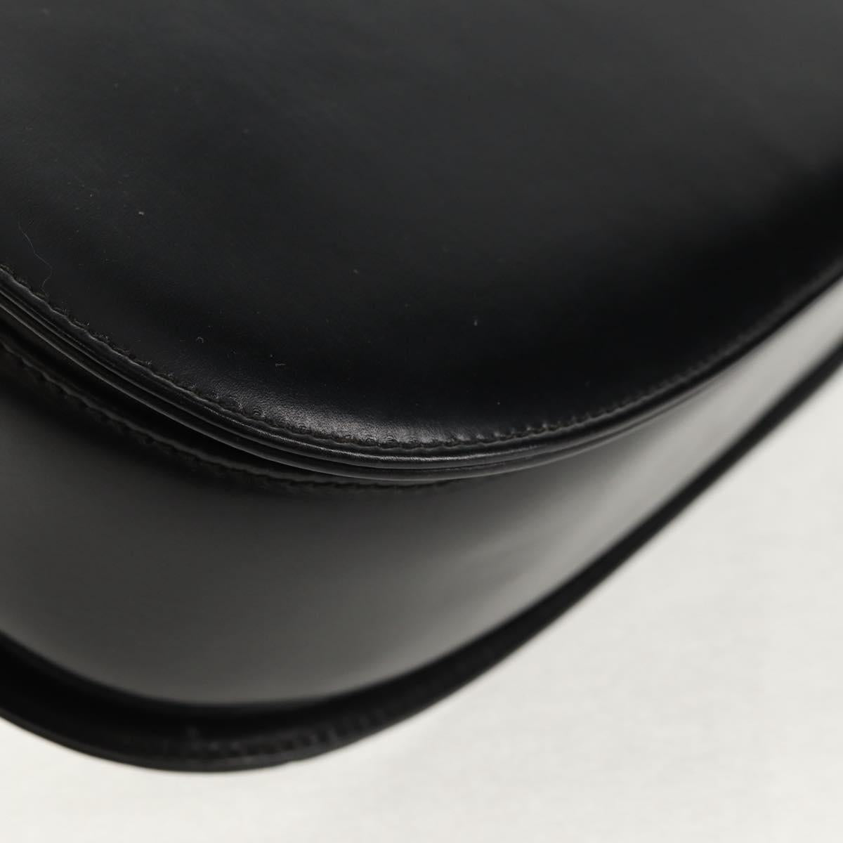 GUCCI Bamboo Hand Bag Leather 2way Black Gold 000 46 0063 Auth 145923A