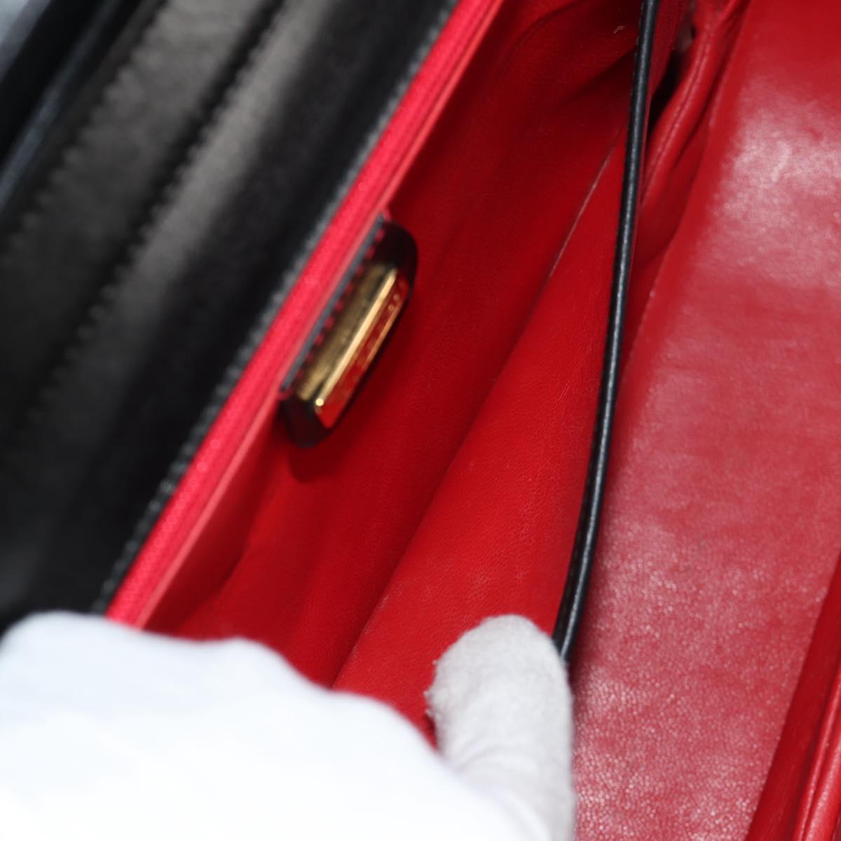 GUCCI Bamboo Hand Bag Leather 2way Black Gold 000 46 0063 Auth 145923A