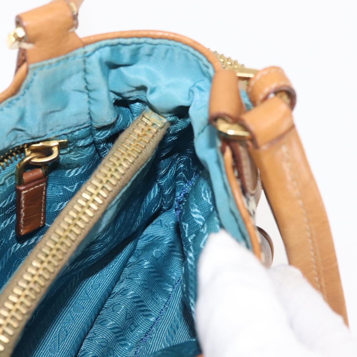 PRADA Venice Hand Bag Nylon Light Blue Gold Auth 145925