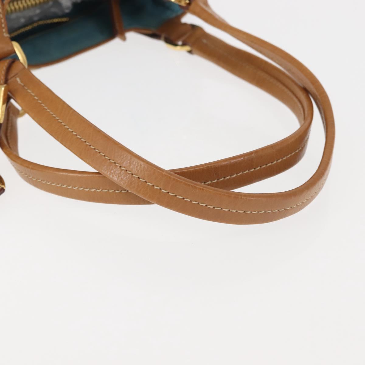 PRADA Venice Hand Bag Nylon Light Blue Gold Auth 145925