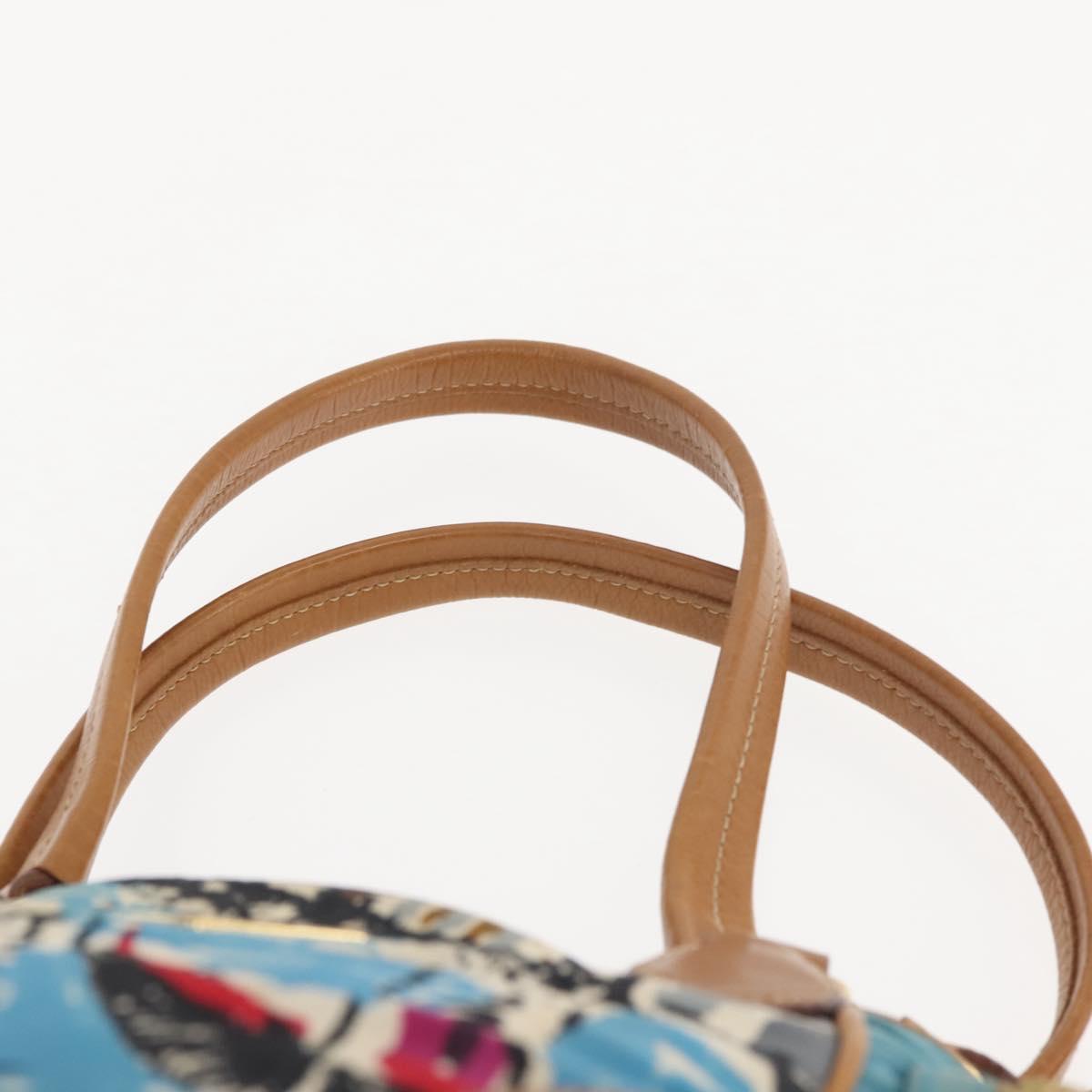 PRADA Venice Hand Bag Nylon Light Blue Gold Auth 145925A
