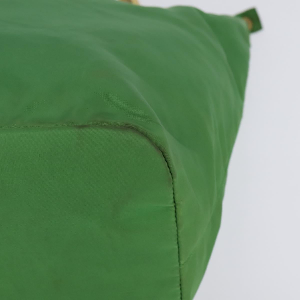 PRADA Hand Bag Nylon Green Gold Auth 145926