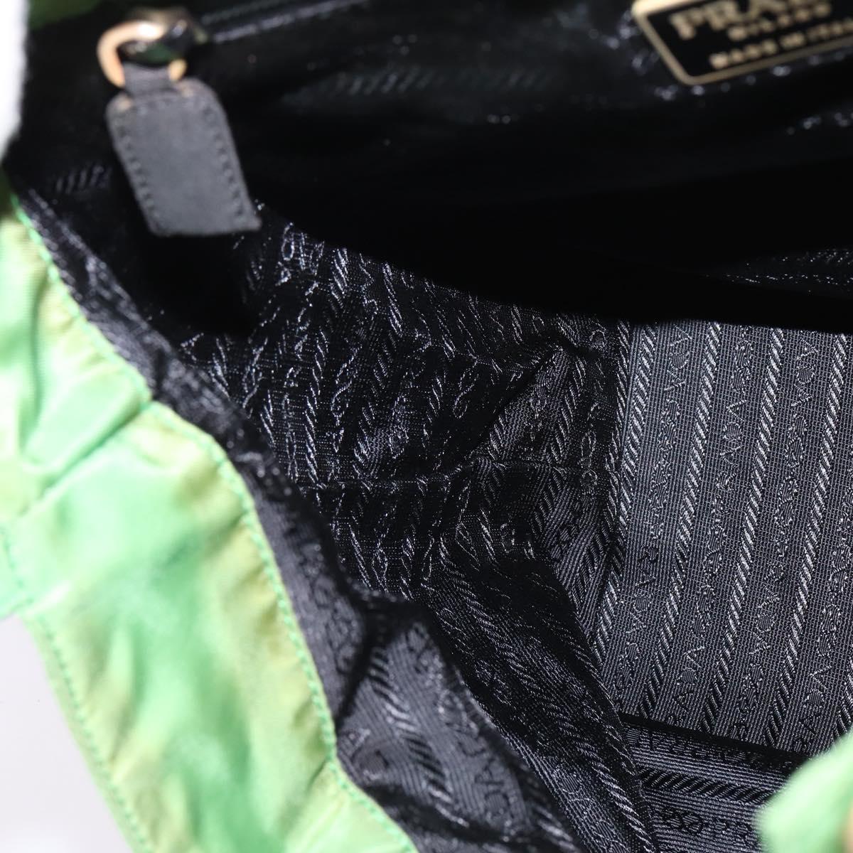 PRADA Hand Bag Nylon Green Gold Auth 145926